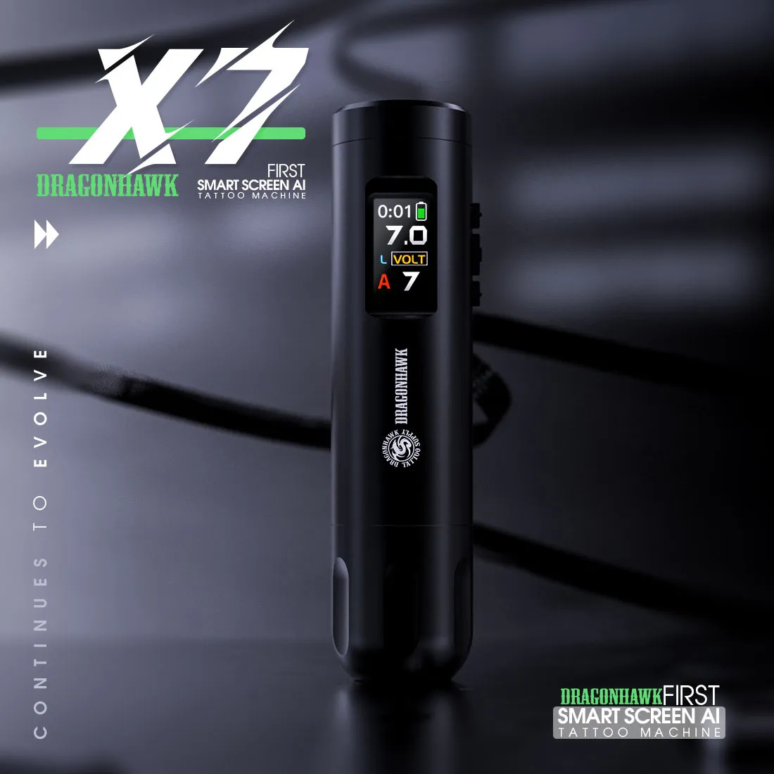 Dragonhawk Wireless Tattoo Pen Machine Brushless Motor with 3.5MM Stroke  Smart Screen | X7