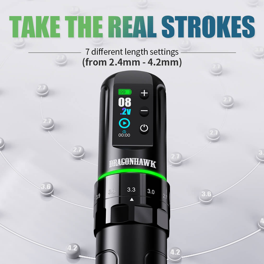 Dragonhawk Wireless Tattoo Pen Machine with 7 Stroke Length | L3